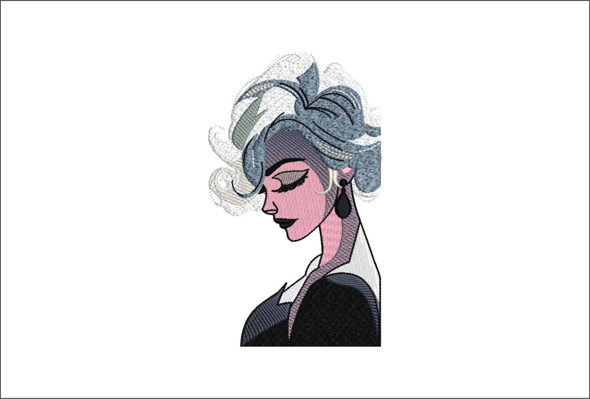 Refined Lady- Elegant embroidery design file - instant download