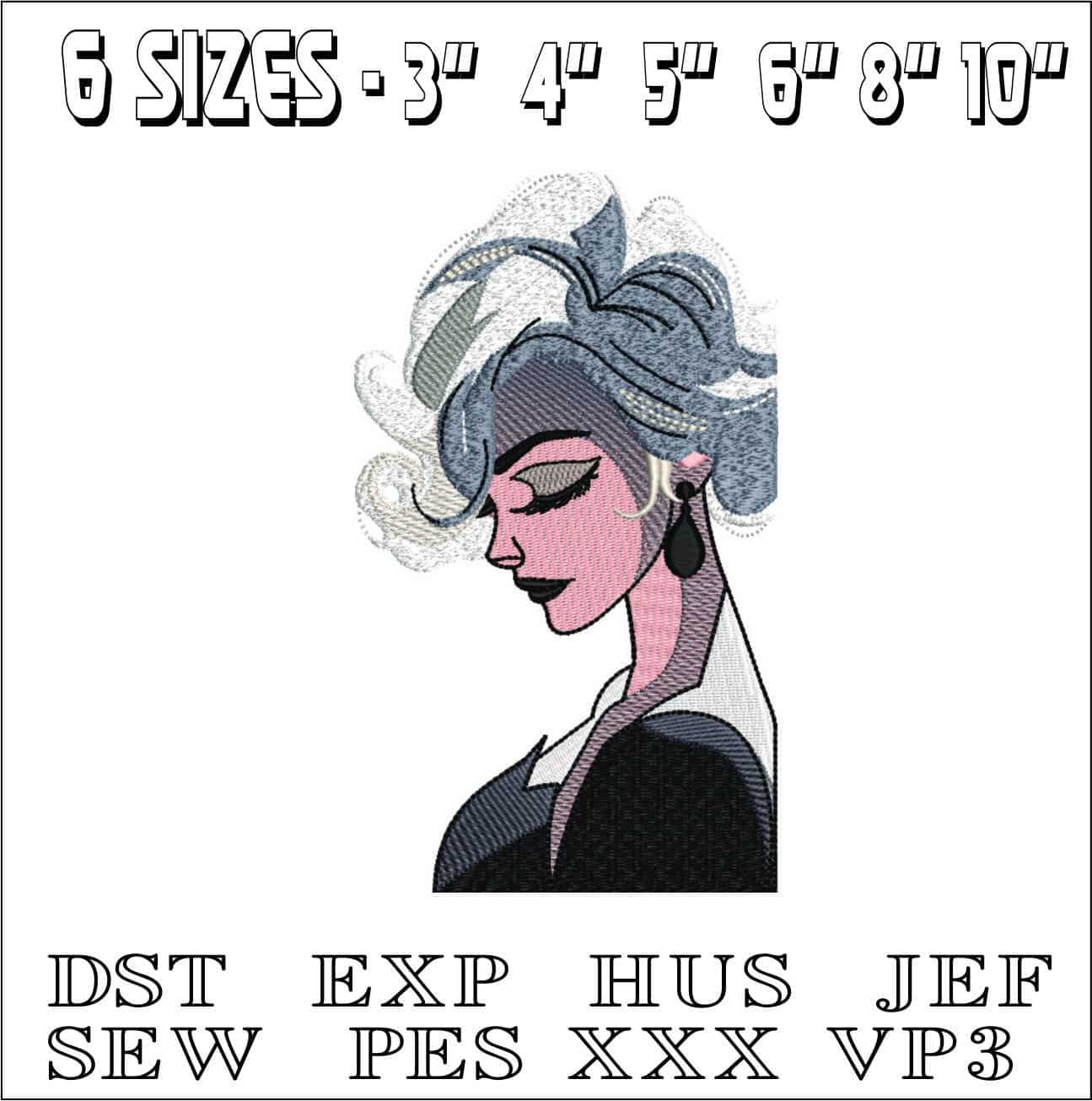 Refined Lady- Elegant embroidery design file - instant download — view 2