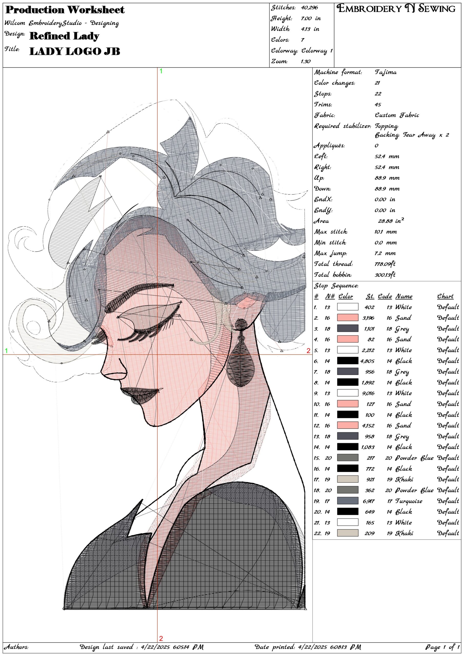 Refined Lady- Elegant embroidery design file - instant download — view 3