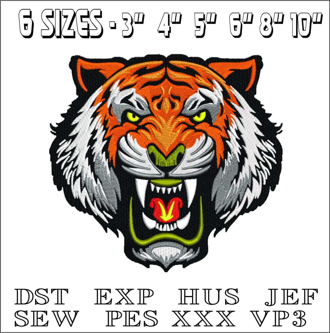 Roaring Tiger- Elegant embroidery design file - instant download — view 2