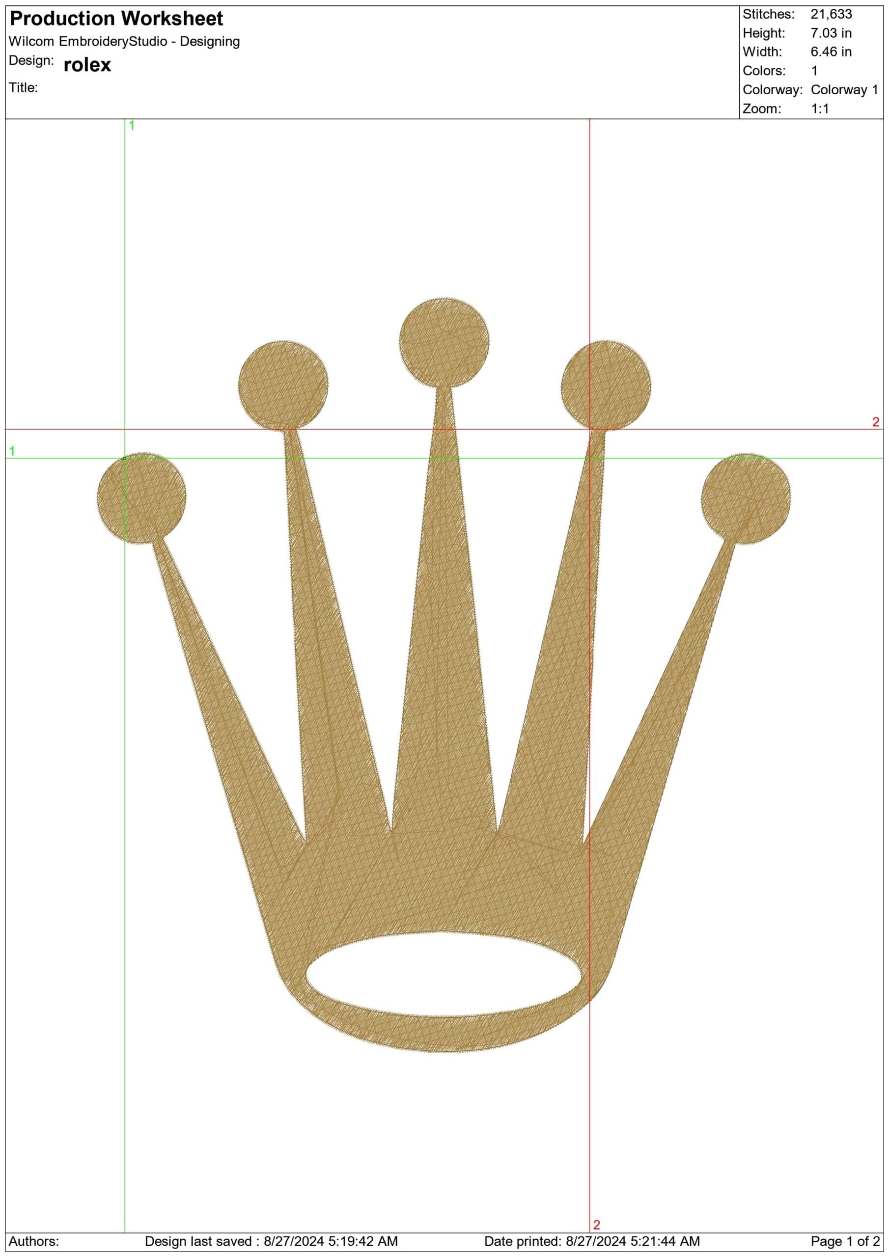 Rolex- Elegant embroidery design file - instant download — view 4