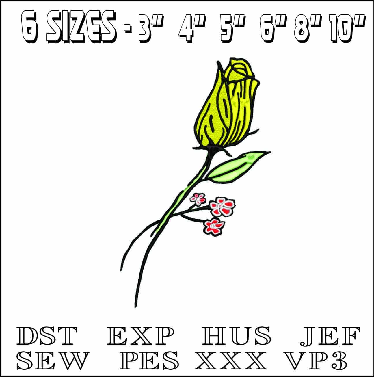 Rosebud- Elegant embroidery design file - instant download — view 2