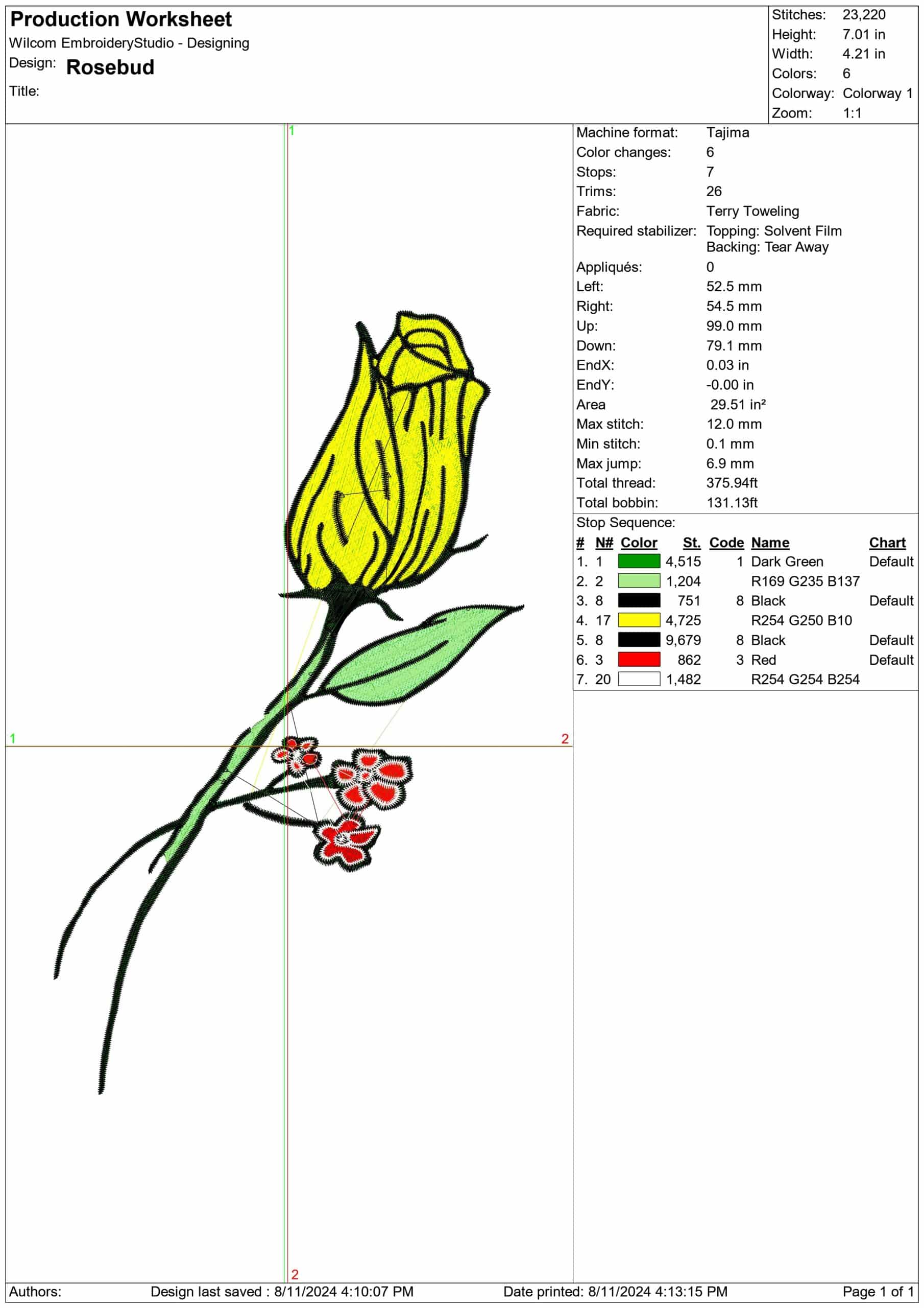 Rosebud- Elegant embroidery design file - instant download — view 3
