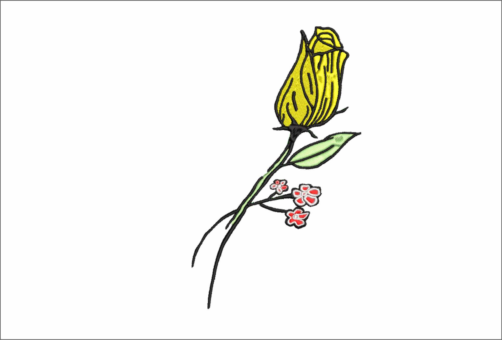Rosebud- Elegant embroidery design file - instant download