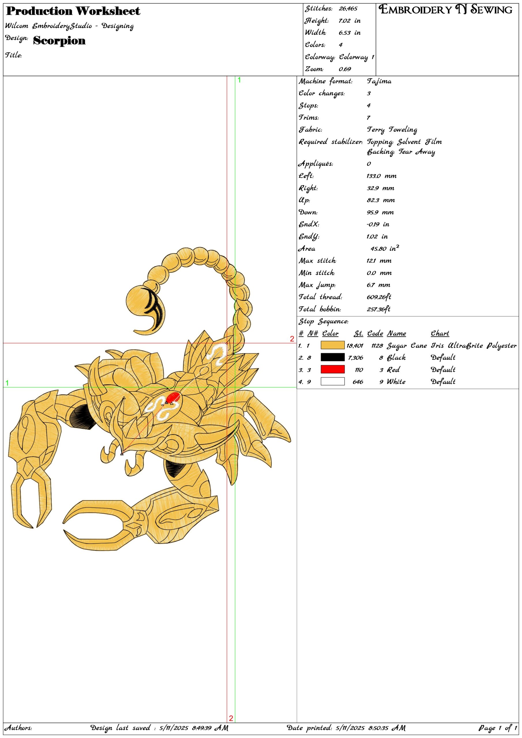 Scorpion- Elegant embroidery design file - instant download — view 3