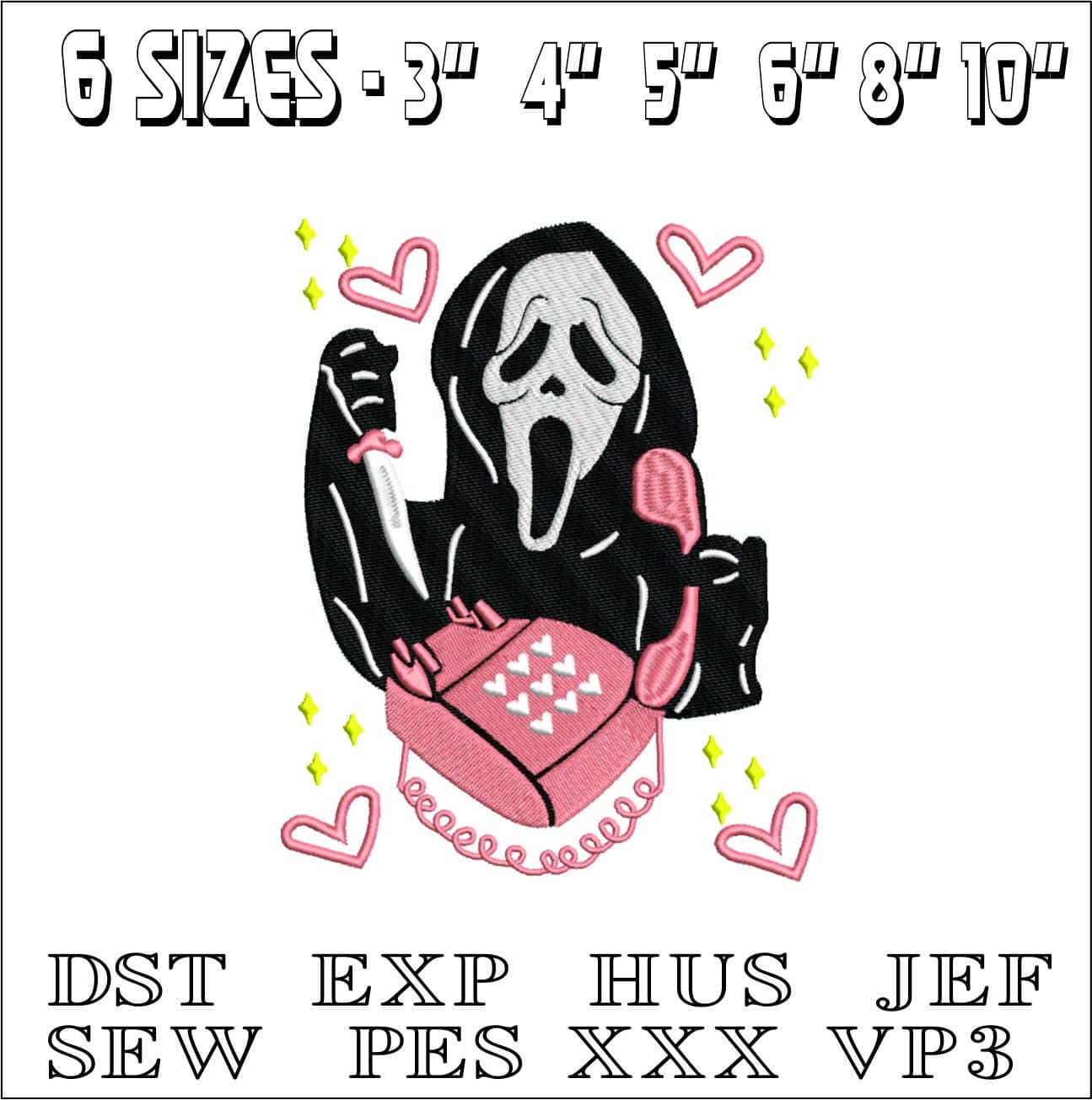 Scream Halloween- Elegant embroidery design file - instant download — view 2