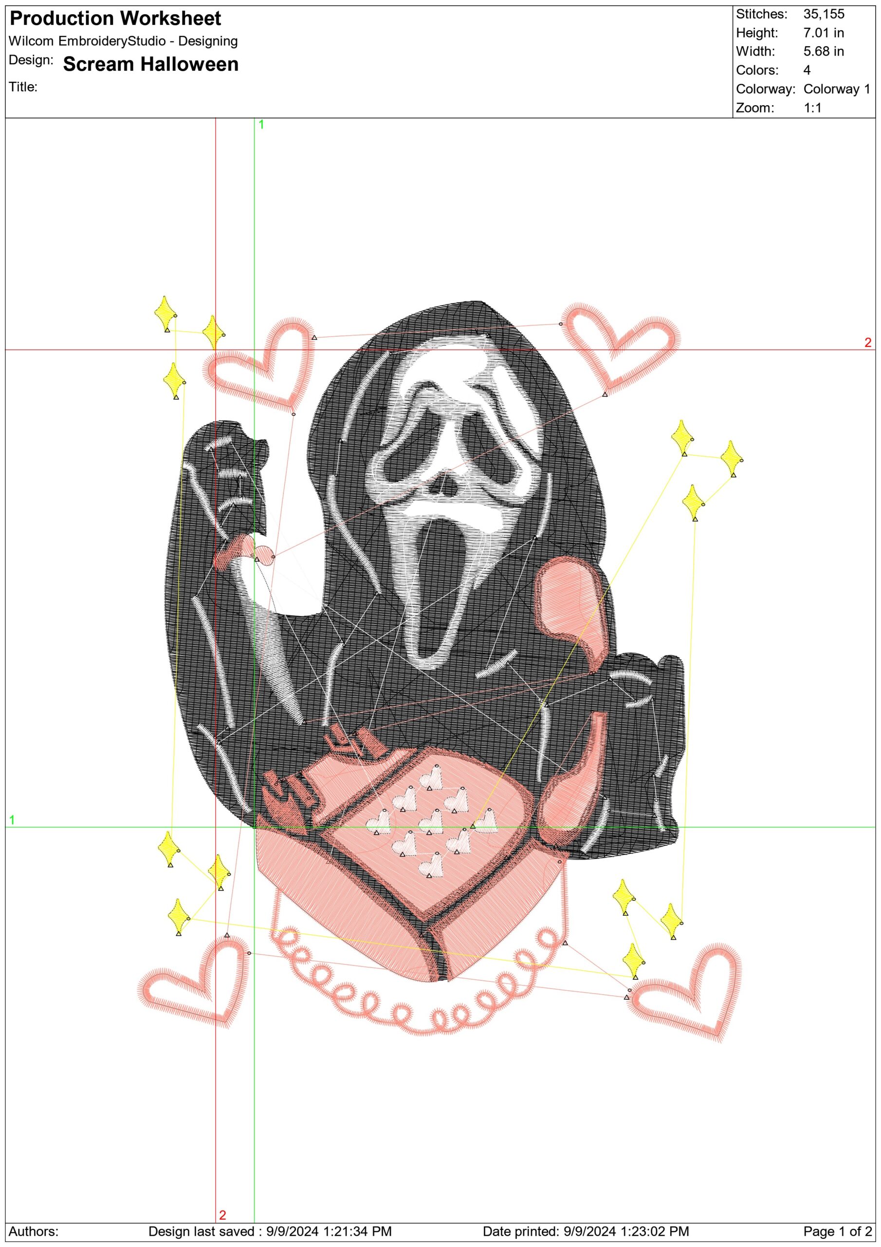 Scream Halloween- Elegant embroidery design file - instant download — view 4