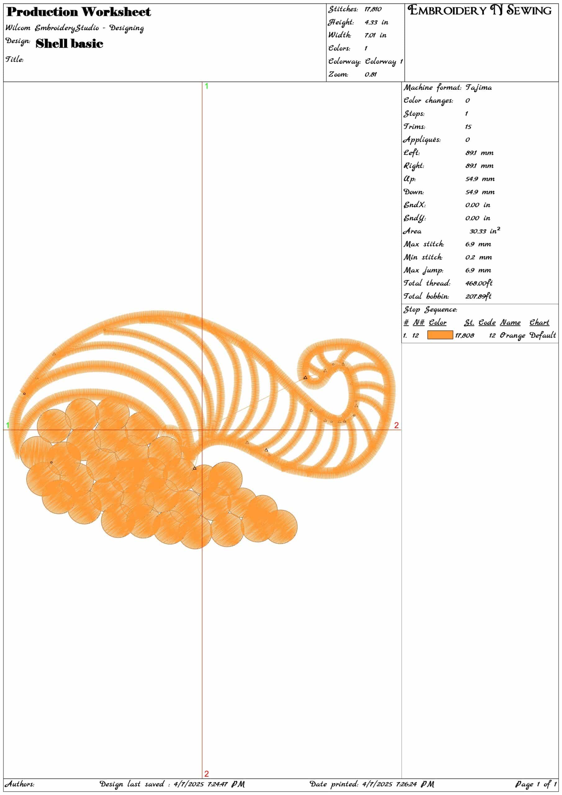 Shell basic- Elegant embroidery design file - instant download — view 3