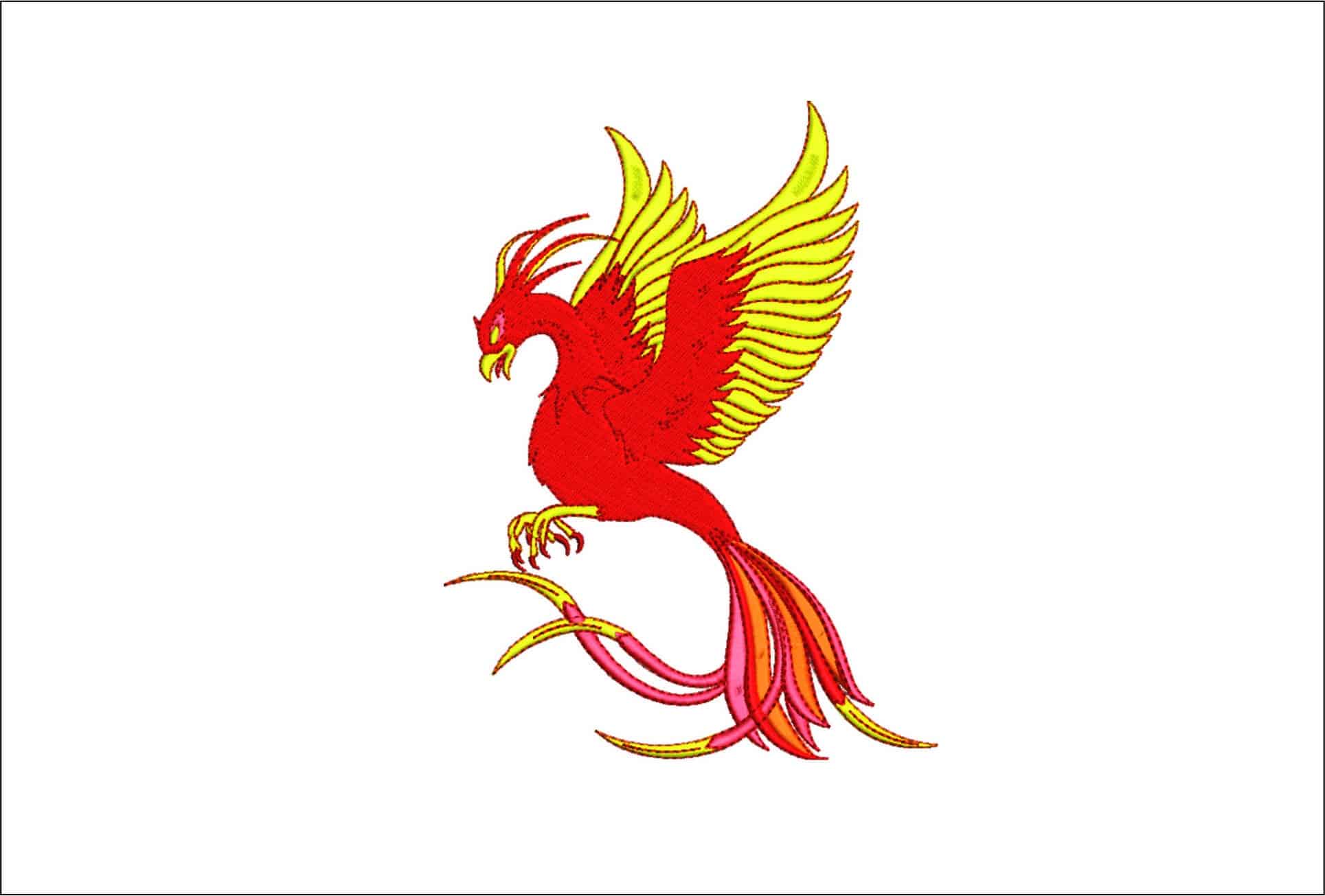 Side on Pheonix- Elegant embroidery design file - instant download