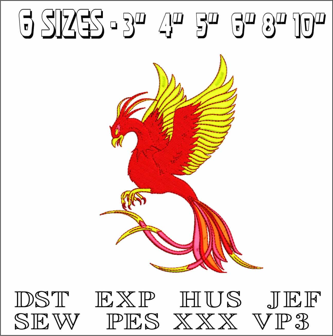 Side on Pheonix- Elegant embroidery design file - instant download — view 2