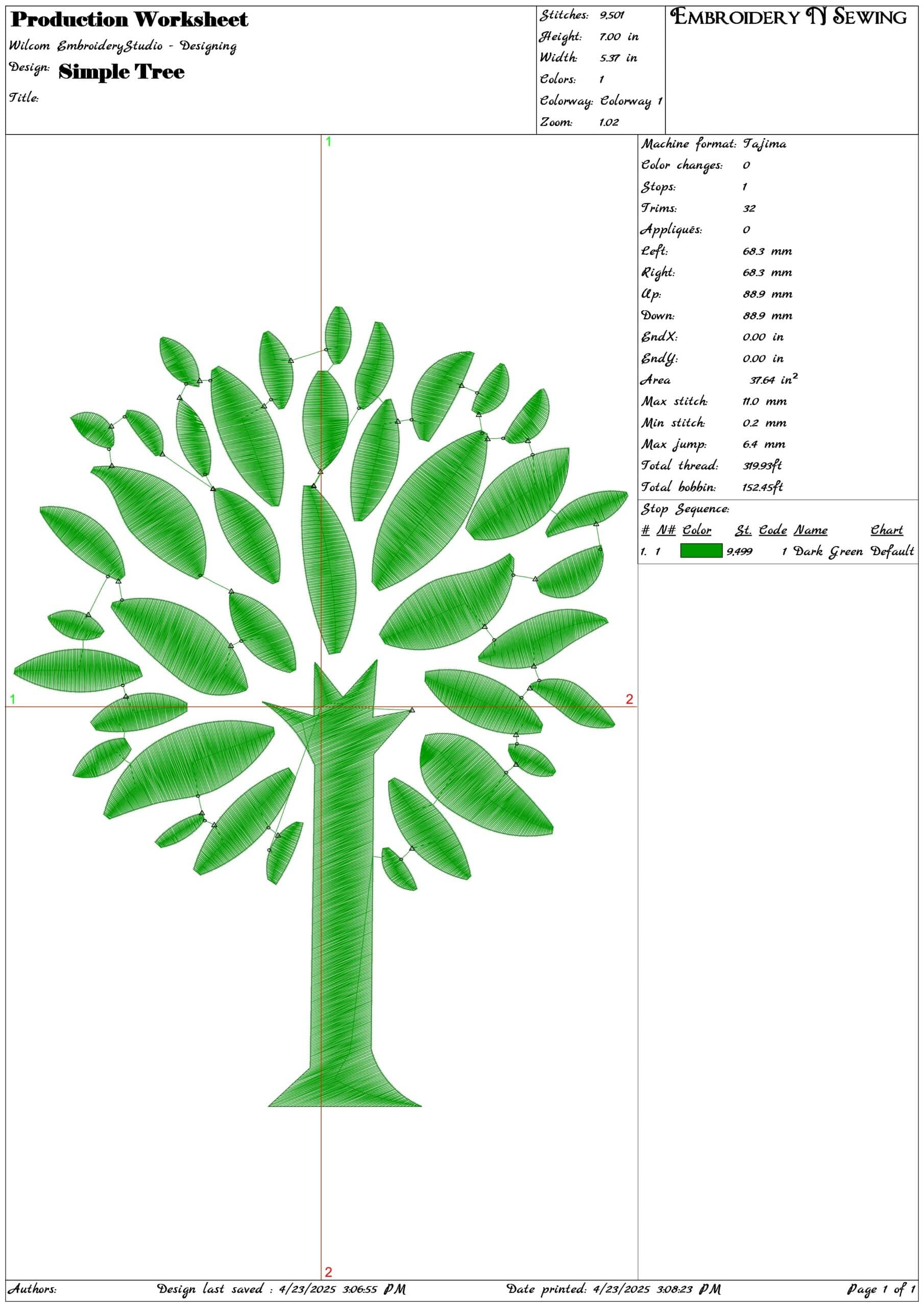 Simple Tree- Elegant embroidery design file - instant download — view 3