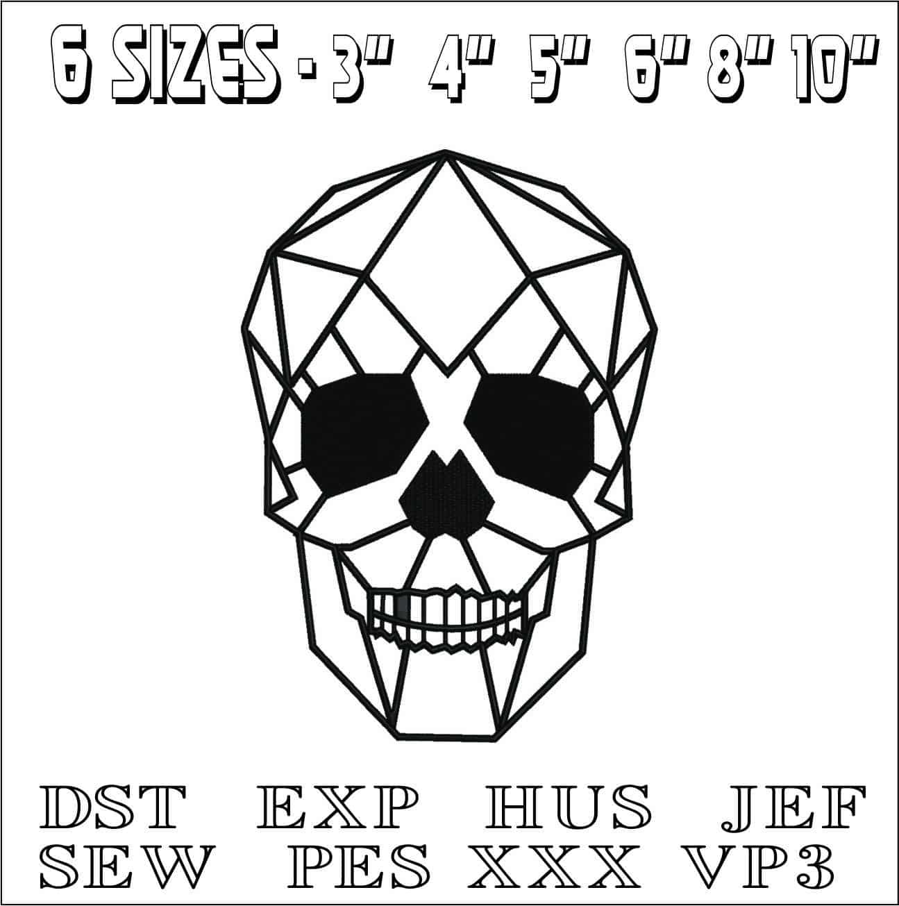 Skull Line art- Elegant embroidery design file - instant download — view 2