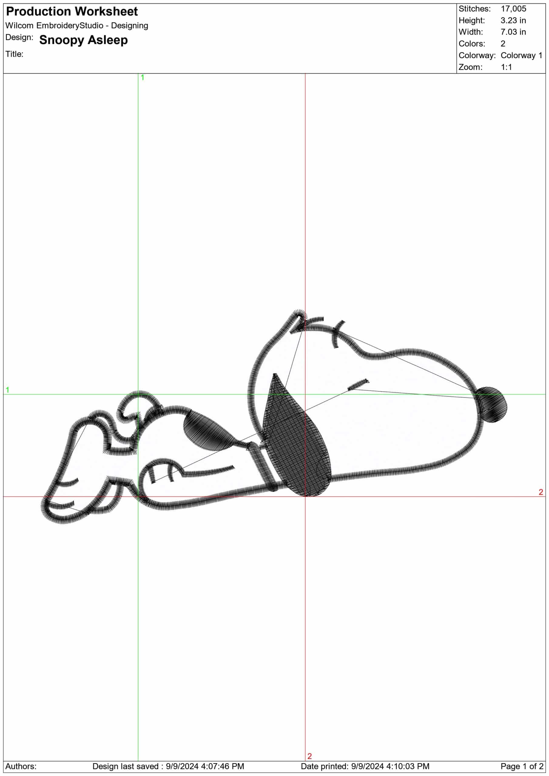 Snoopy Asleep- Elegant embroidery design file - instant download — view 4