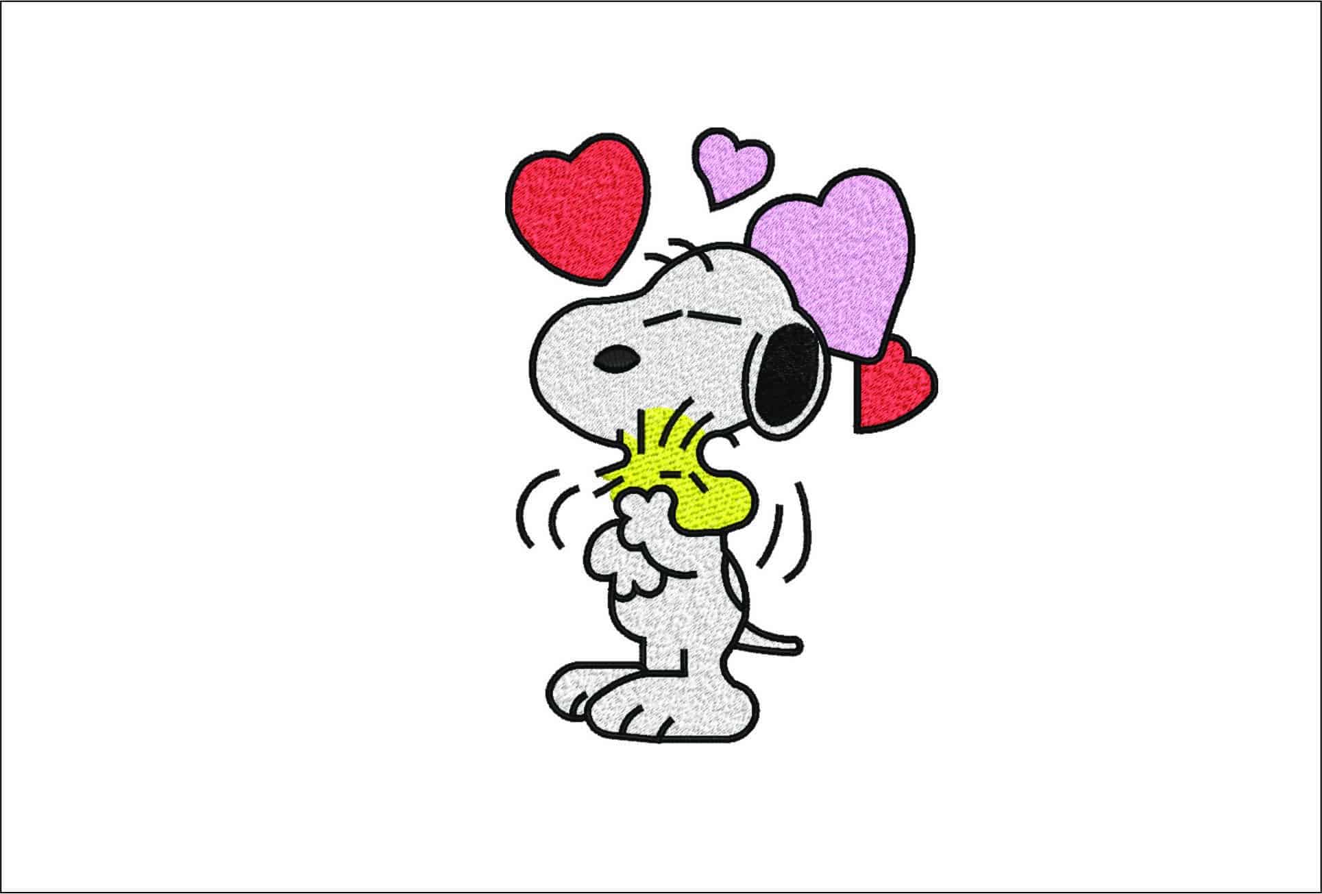 Snoopy Loves Woodstock- Elegant embroidery design file - instant download