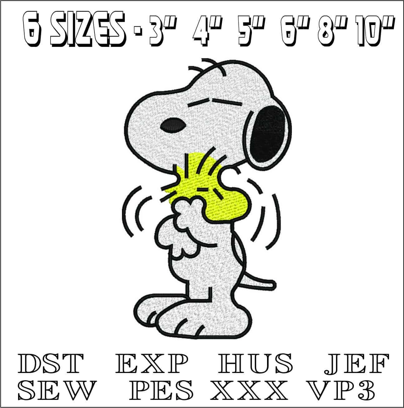 Snoopy Cuddles Woodstock- Elegant embroidery design file - instant download — view 2