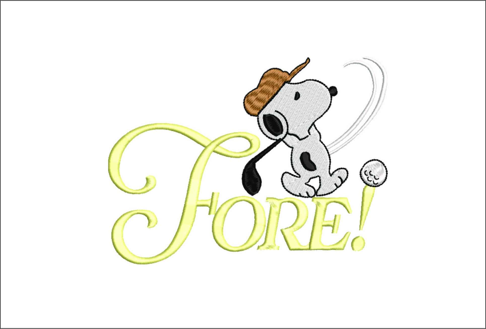 Snoopy Golf Fore- Elegant embroidery design file - instant download