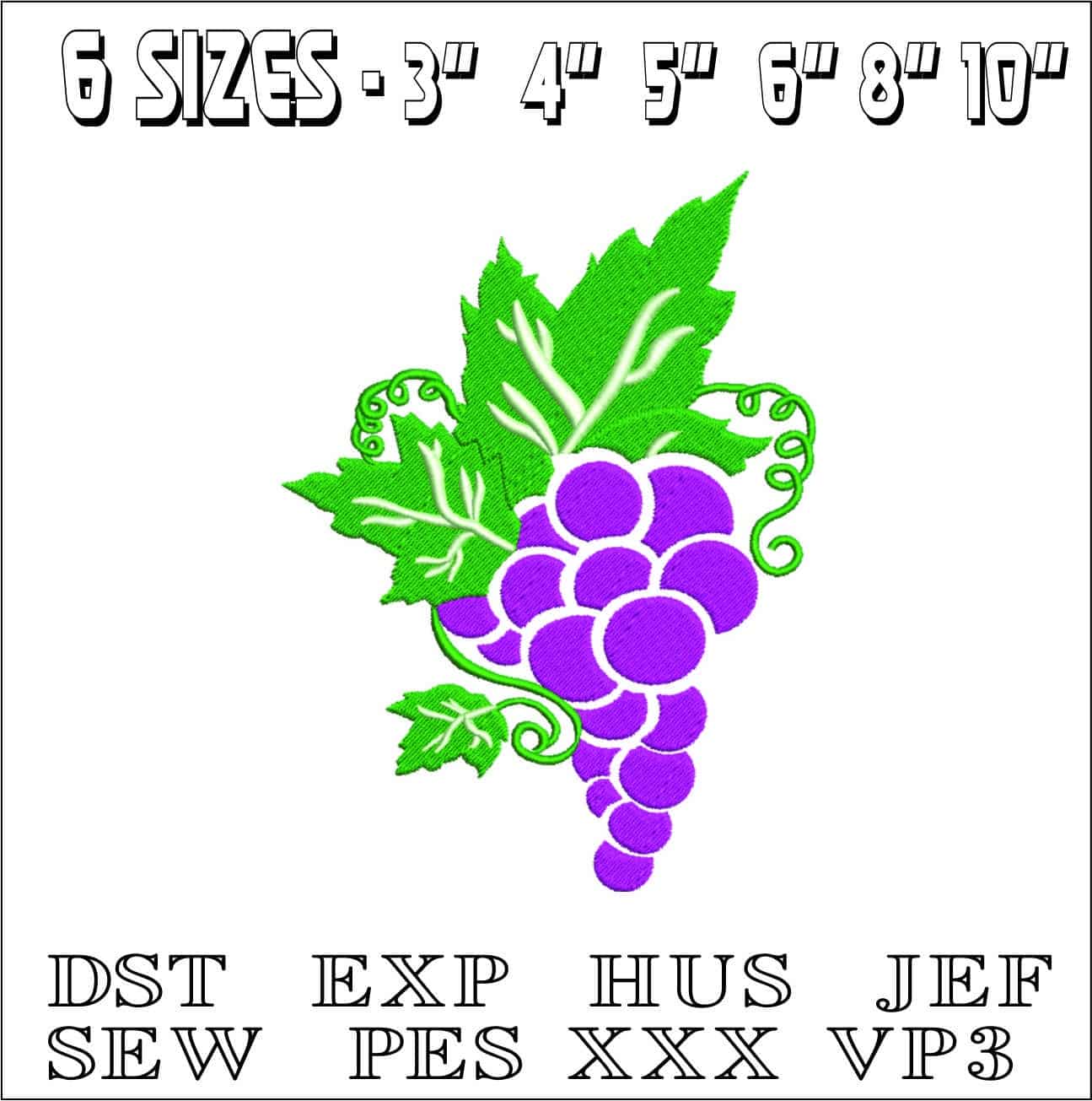 Sommelier Grapes and Vine- Elegant embroidery design file - instant download — view 2