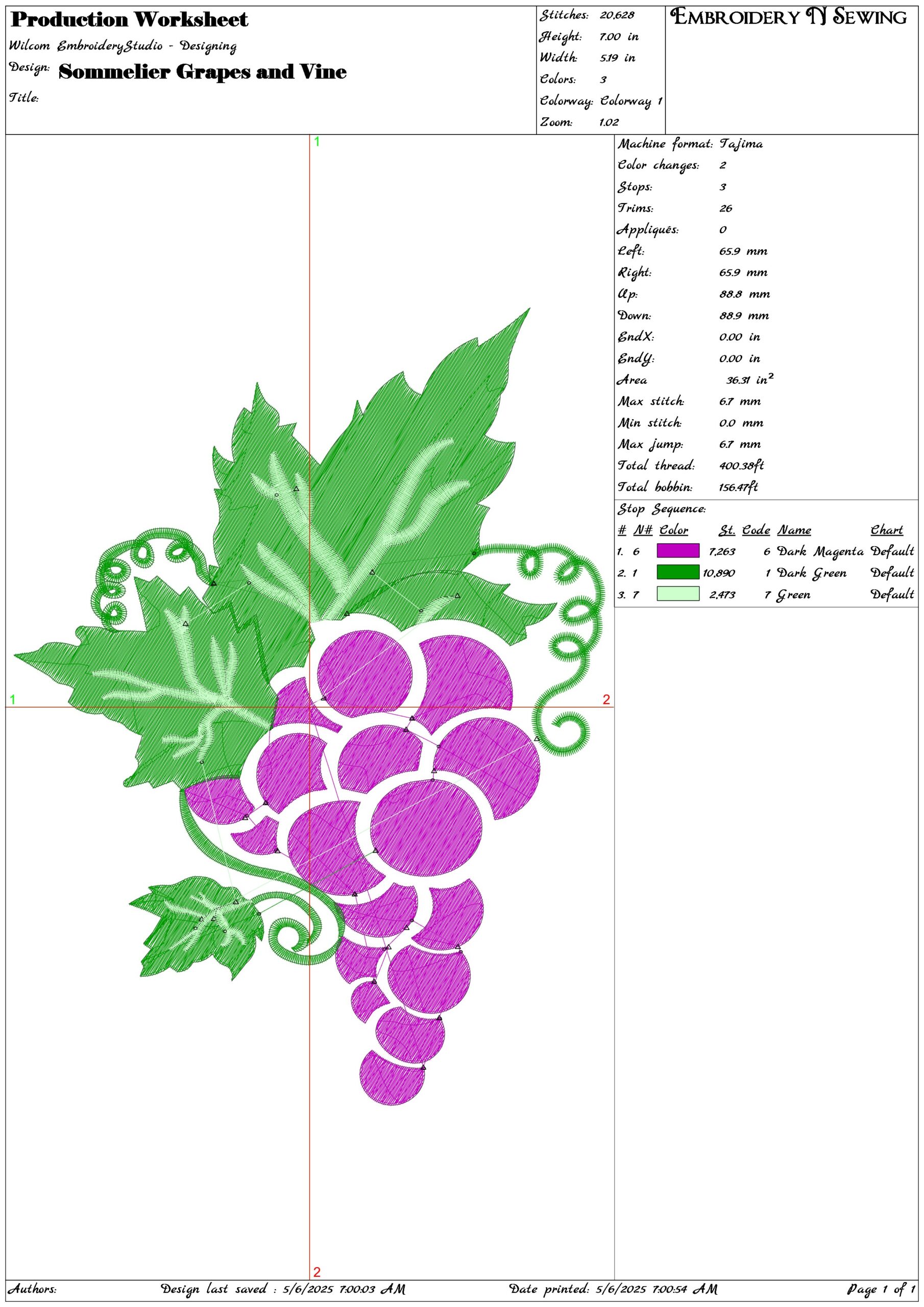 Sommelier Grapes and Vine- Elegant embroidery design file - instant download — view 3