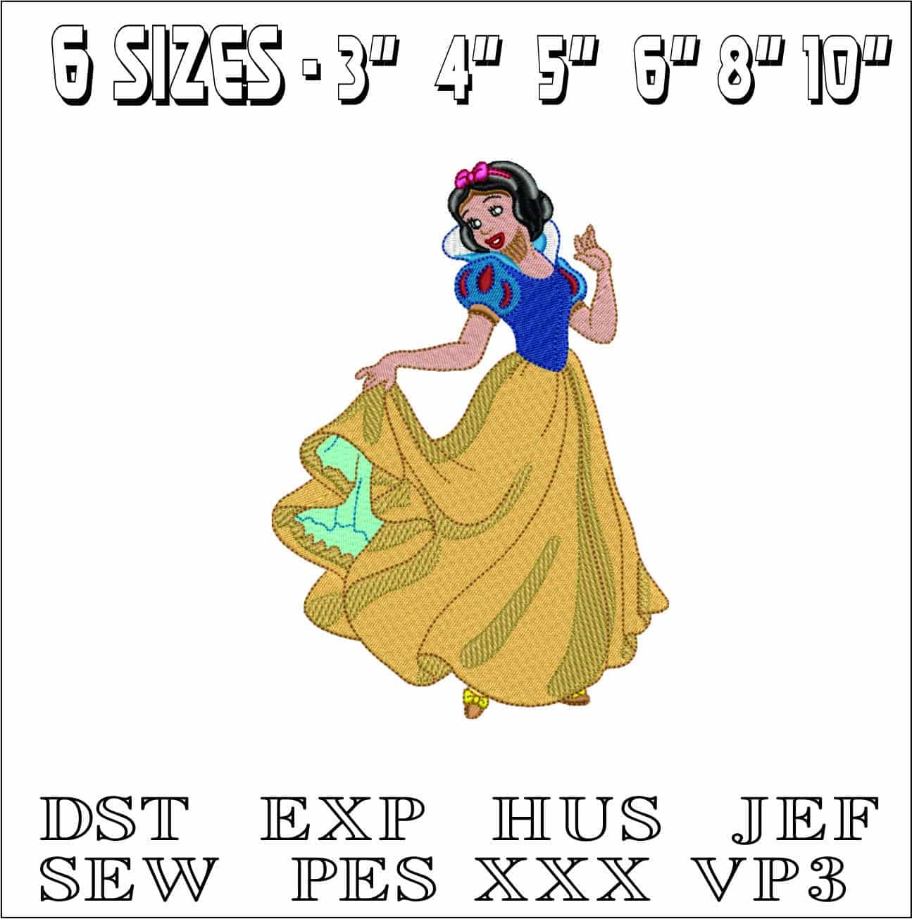 Snow White- Elegant embroidery design file - instant download — view 2