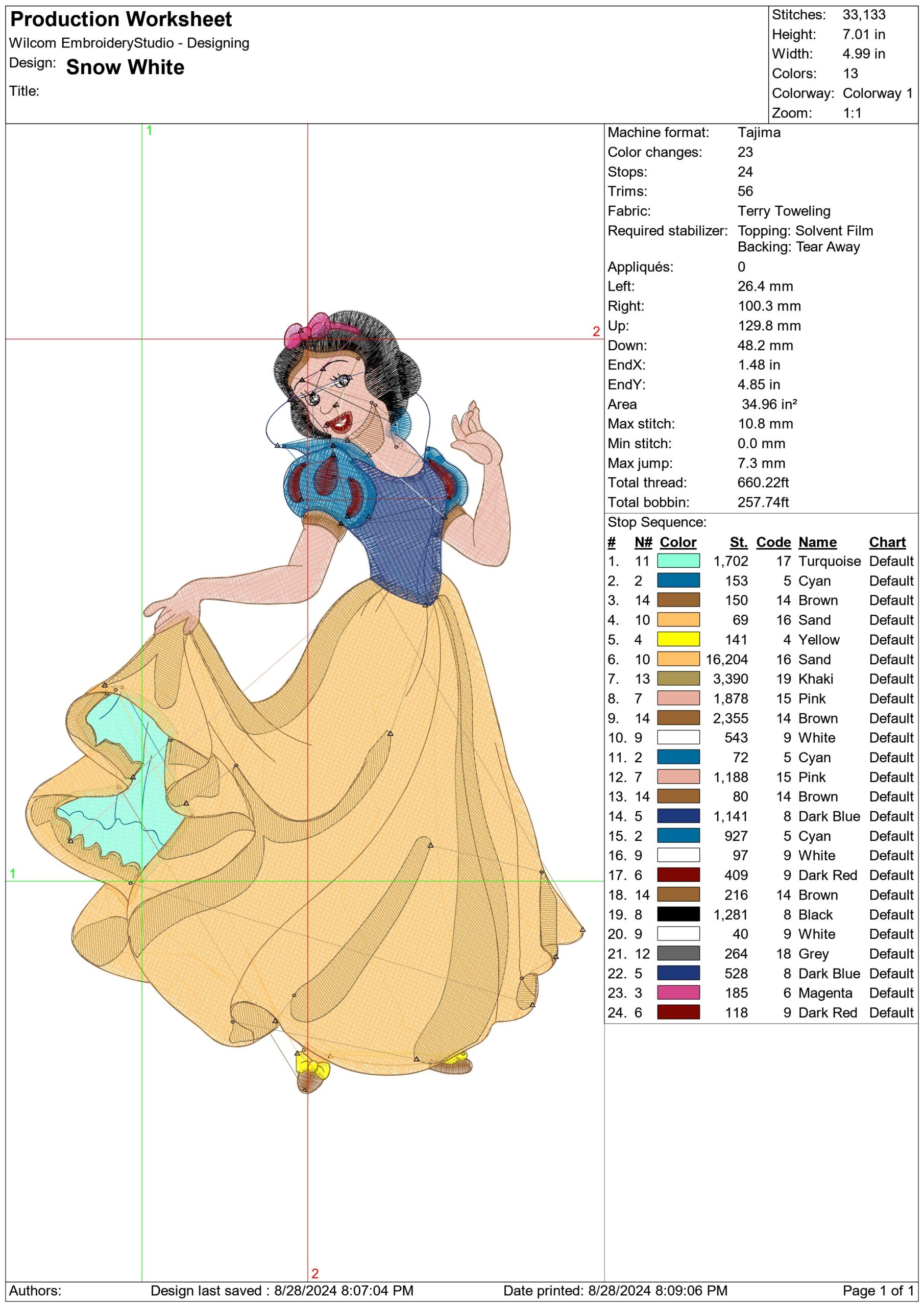 Snow White- Elegant embroidery design file - instant download — view 3
