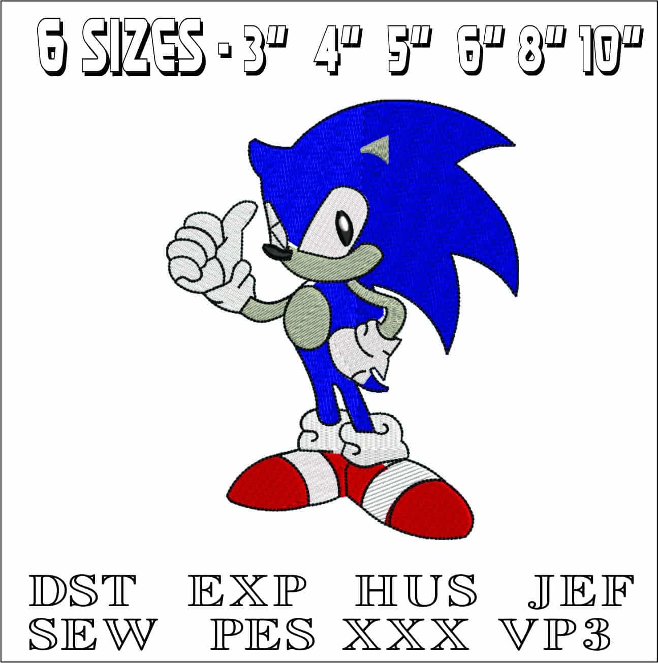 Sonic the Hedgehog- Elegant embroidery design file - instant download — view 2