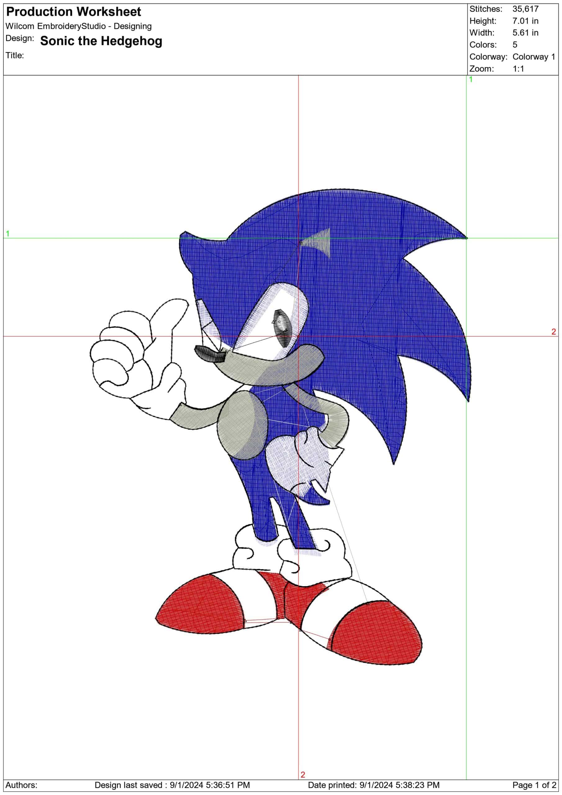 Sonic the Hedgehog- Elegant embroidery design file - instant download — view 4