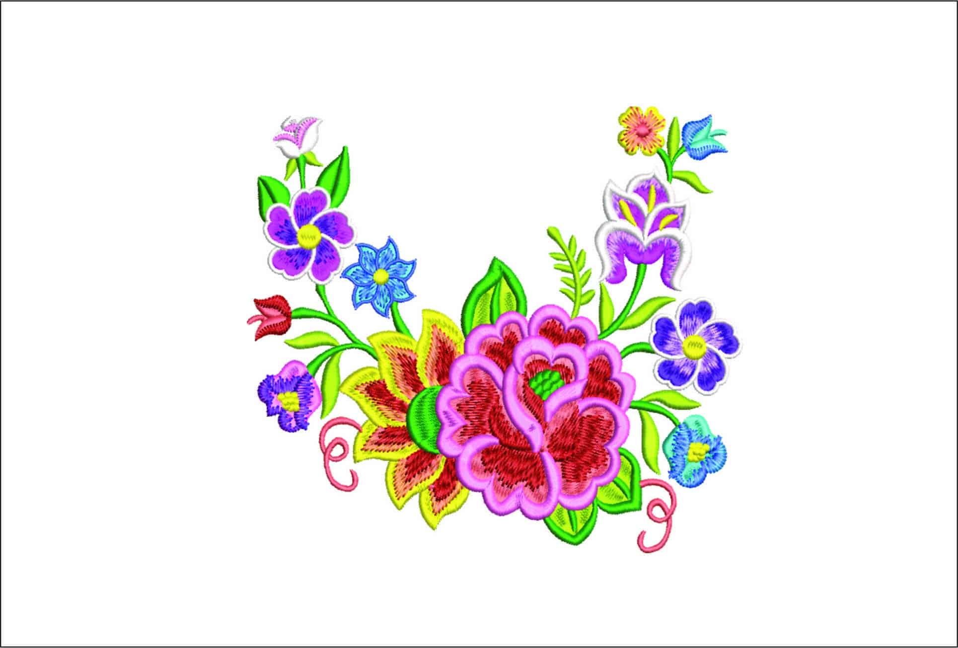 South American Flowers- Elegant embroidery design file - instant download