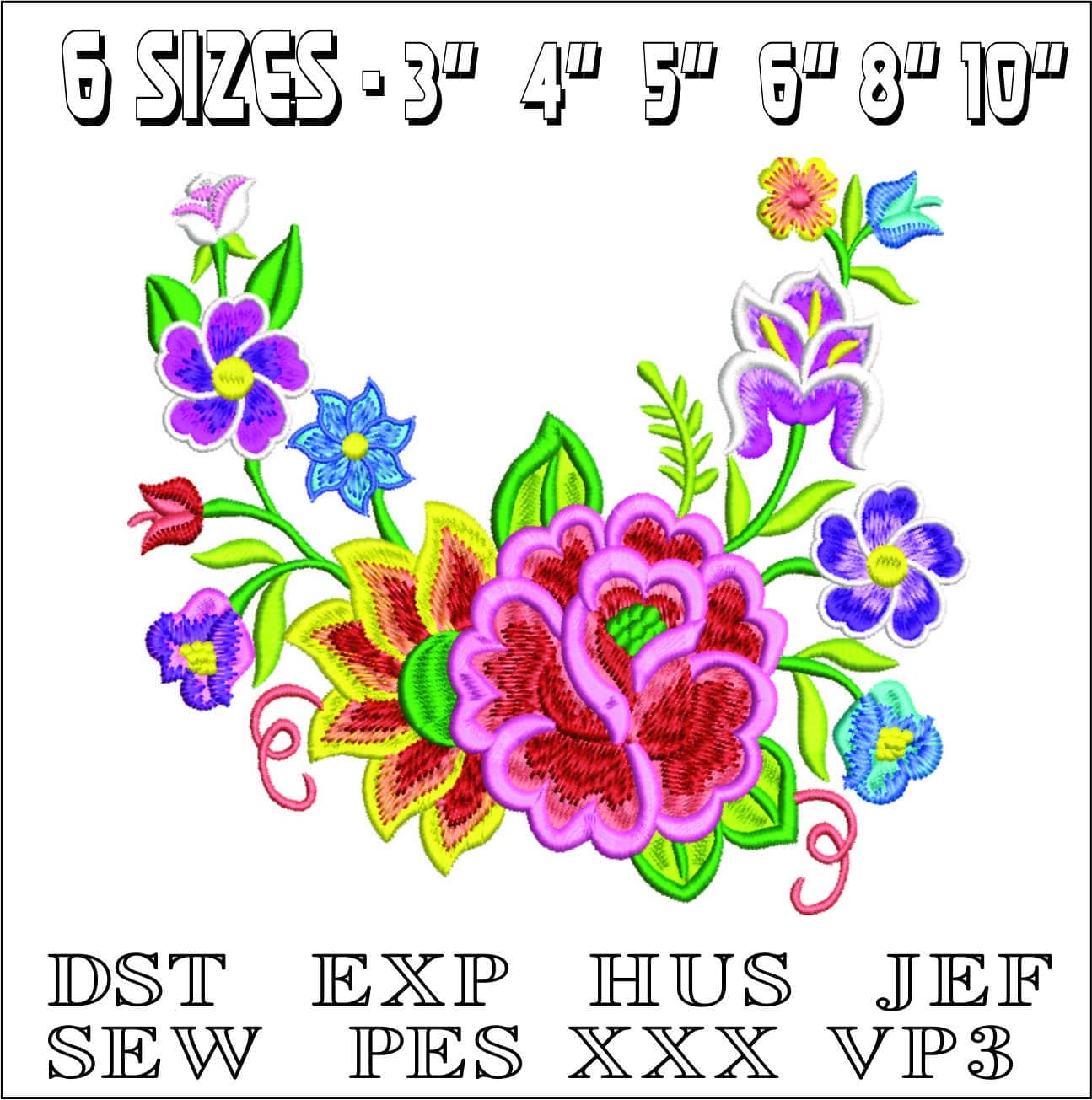 South American Flowers- Elegant embroidery design file - instant download — view 2