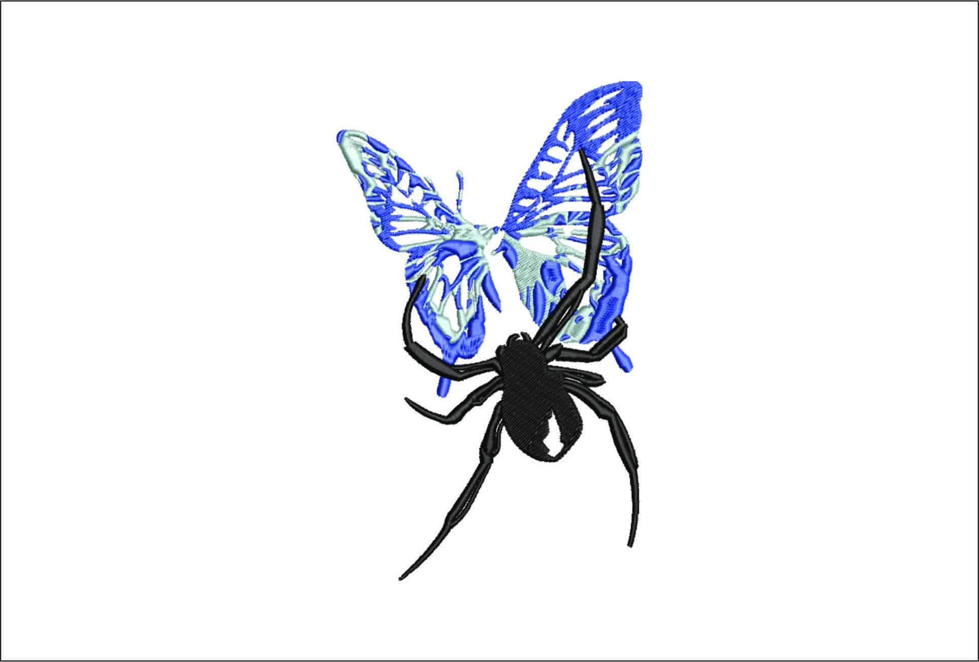 Spider and Butterfly- Elegant embroidery design file - instant download