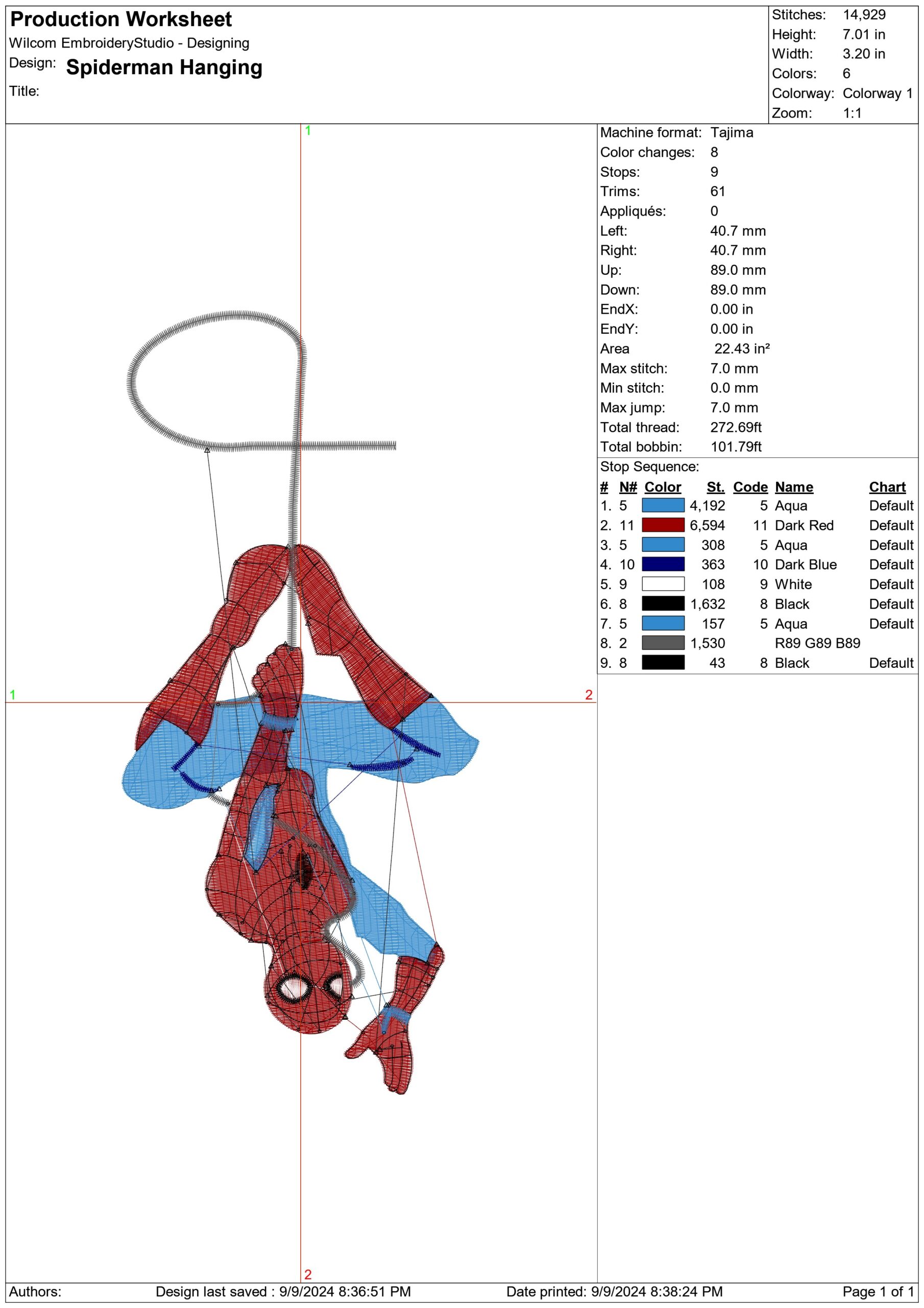 Spiderman Hanging- Elegant embroidery design file - instant download — view 3