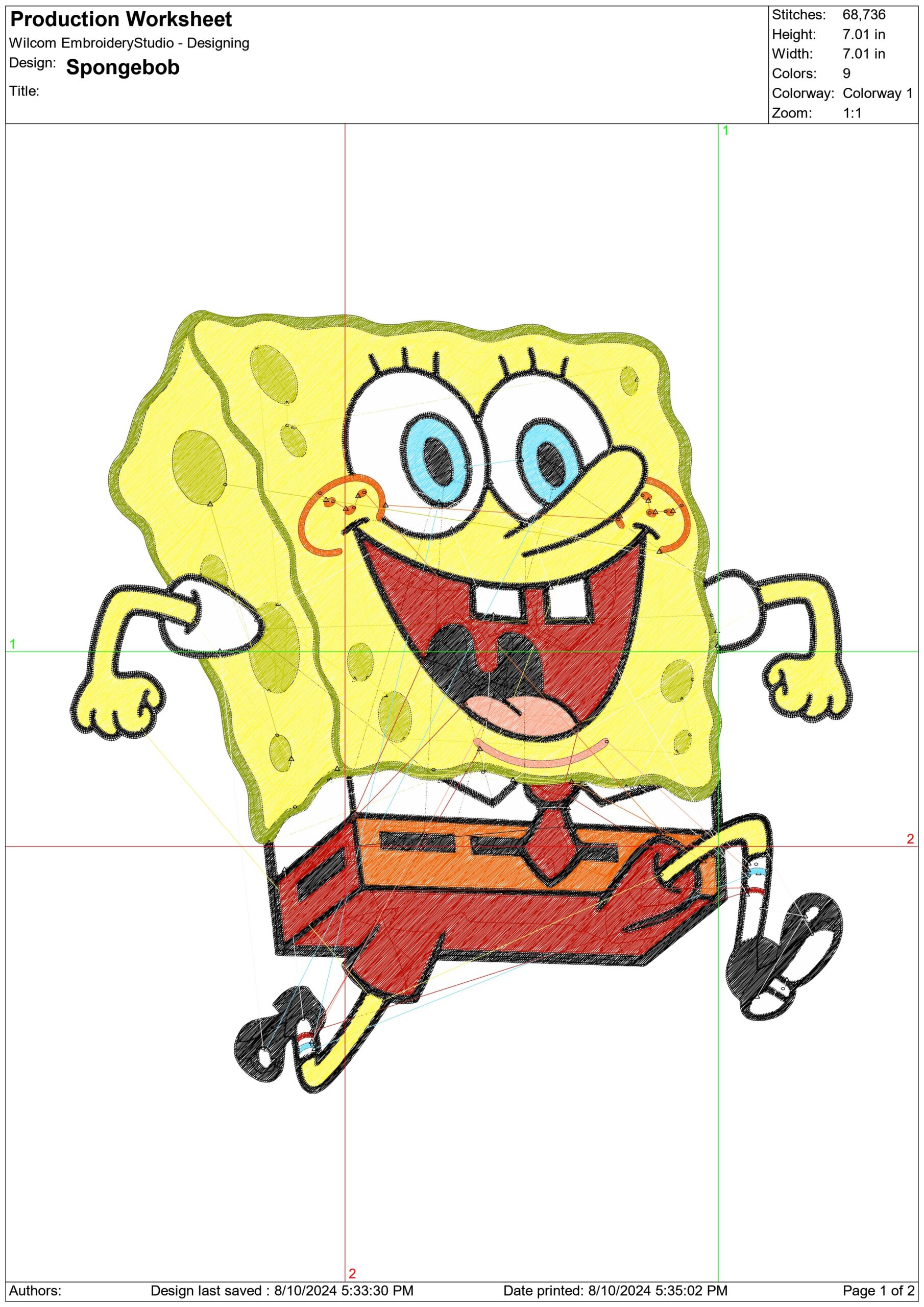 Sponge bob- Elegant embroidery design file - instant download — view 3