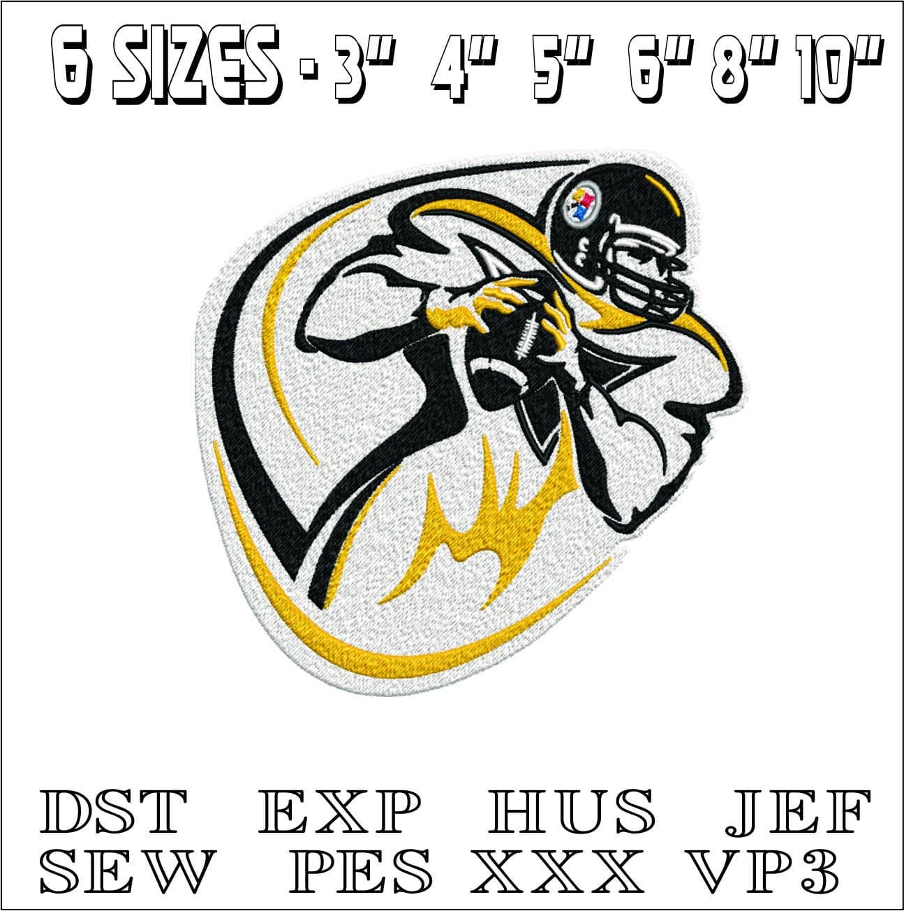 Steeler QB- Elegant embroidery design file - instant download — view 2