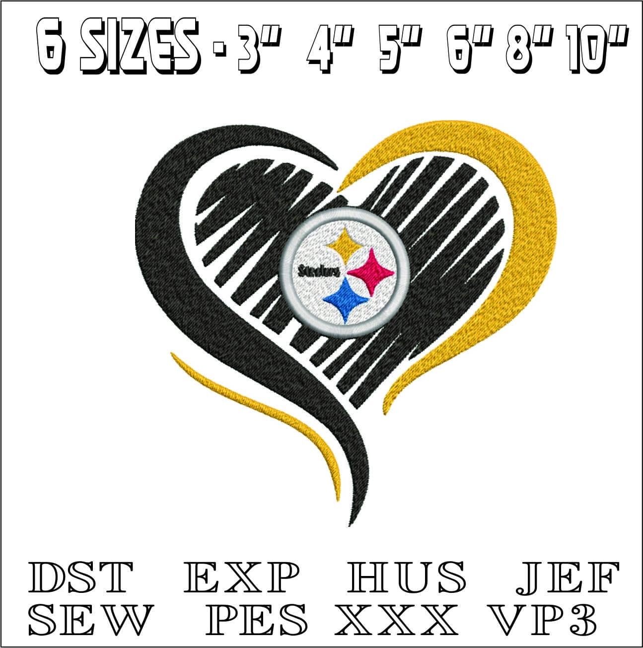 Steelers Love- Elegant embroidery design file - instant download — view 2