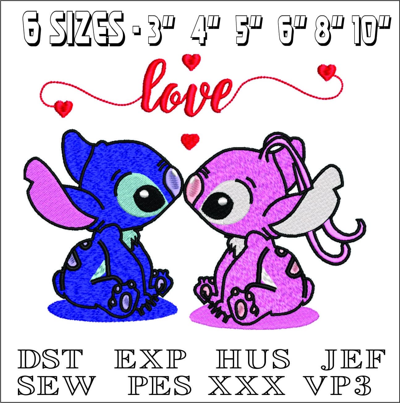 Stitch Angel Love- Elegant embroidery design file - instant download — view 2