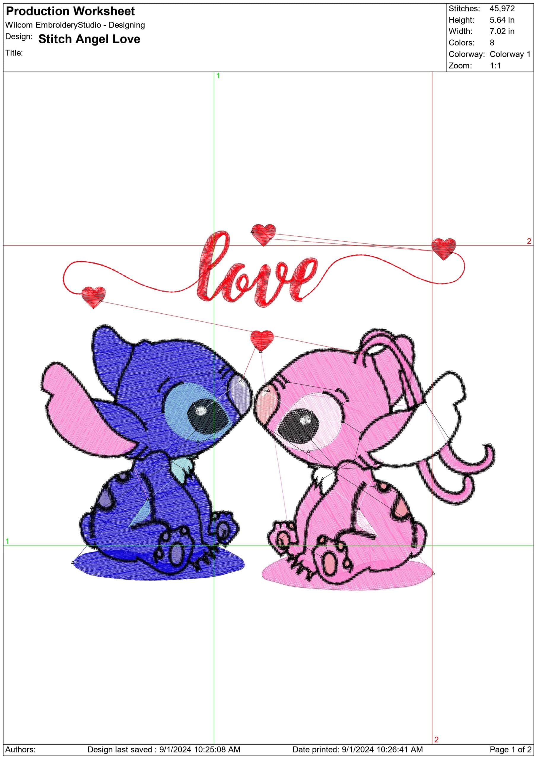 Stitch Angel Love- Elegant embroidery design file - instant download — view 4