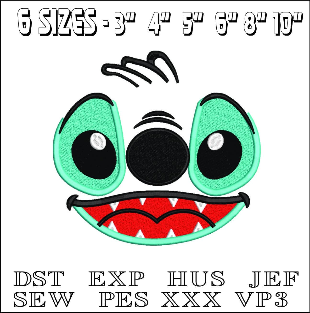 Stitch Face- Elegant embroidery design file - instant download — view 2