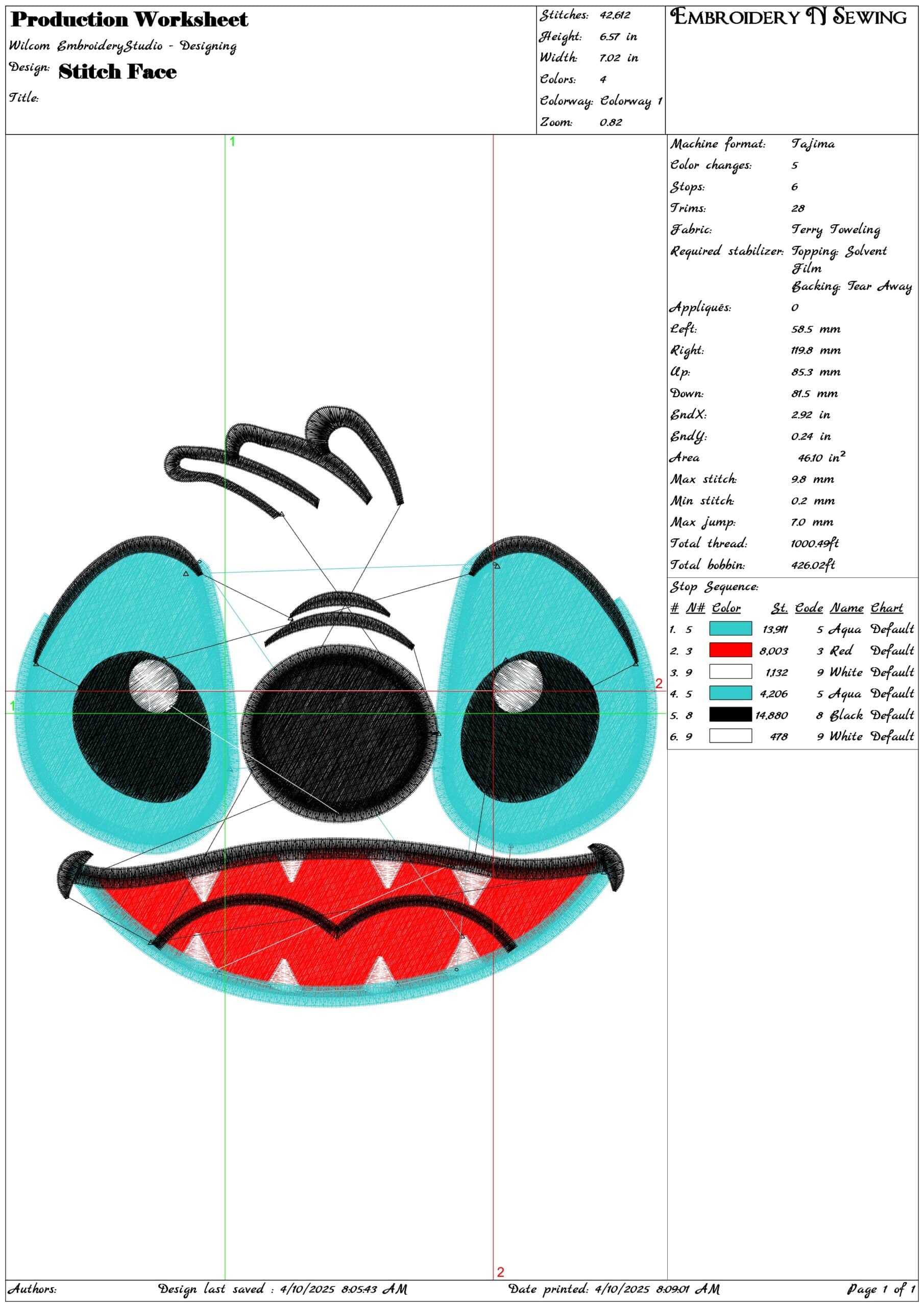 Stitch Face- Elegant embroidery design file - instant download — view 3