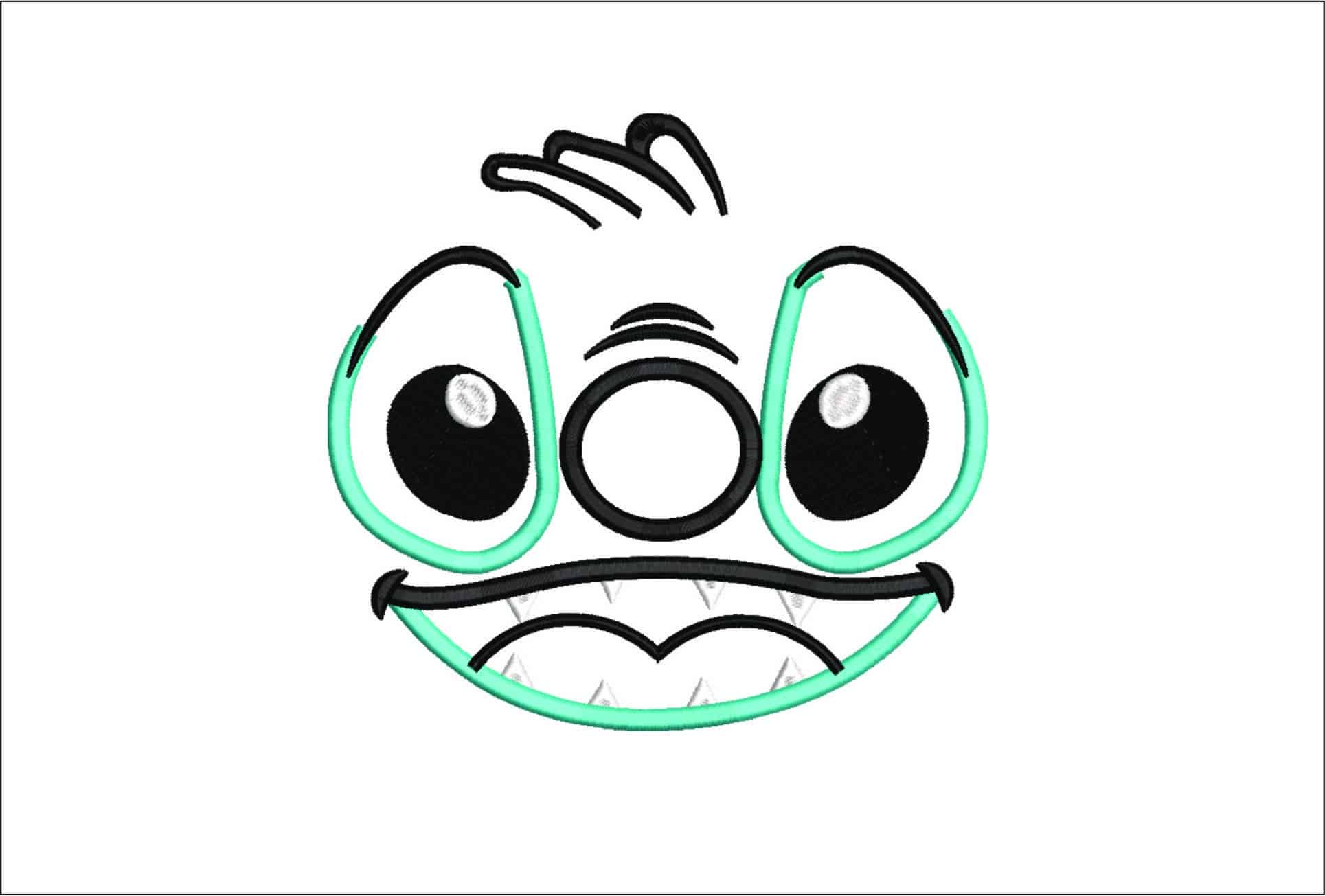Stitch Face Applique- Elegant embroidery design file - instant download