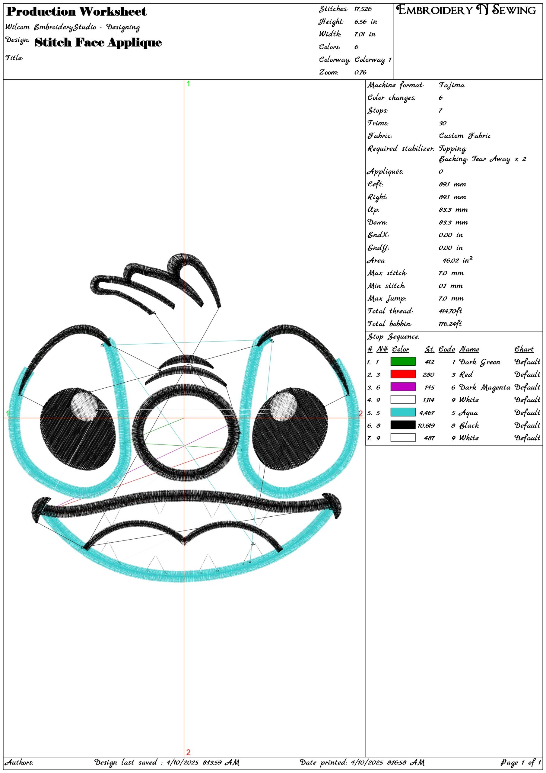 Stitch Face Applique- Elegant embroidery design file - instant download — view 3
