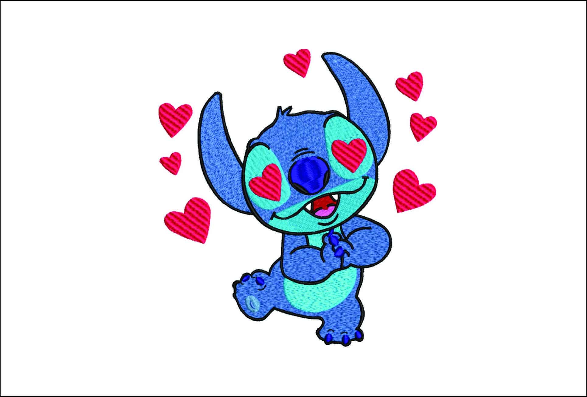Stitch Love- Elegant embroidery design file - instant download