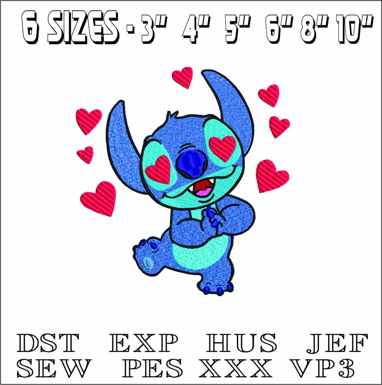 Stitch Love- Elegant embroidery design file - instant download — view 2