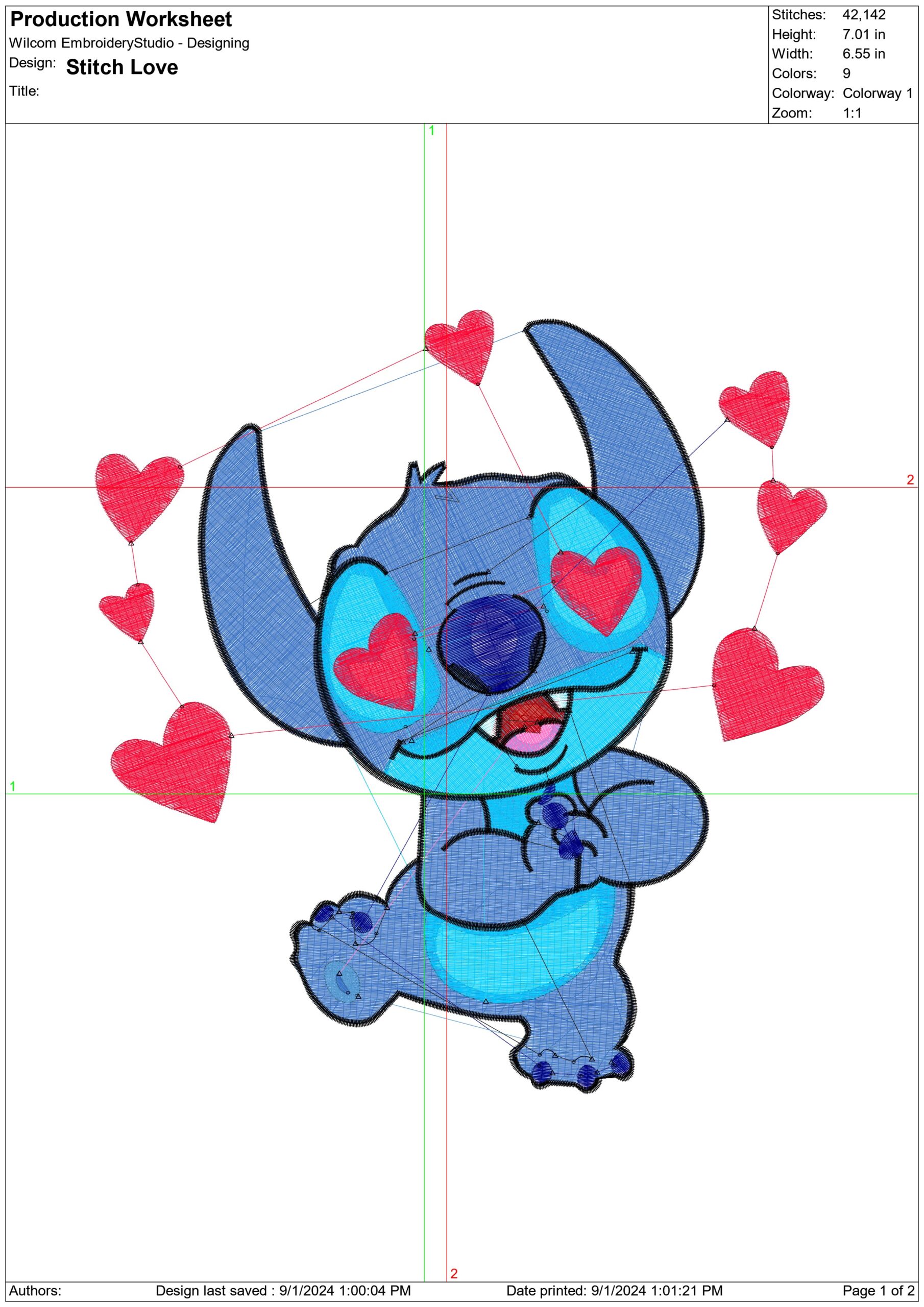 Stitch Love- Elegant embroidery design file - instant download — view 4