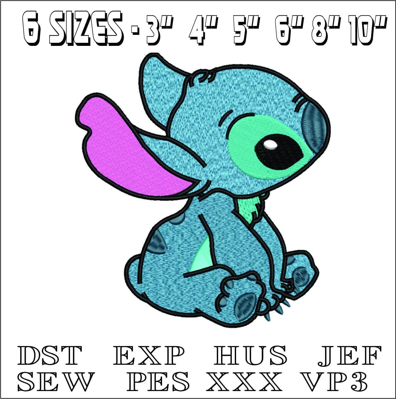Stitch Sitting- Elegant embroidery design file - instant download — view 2