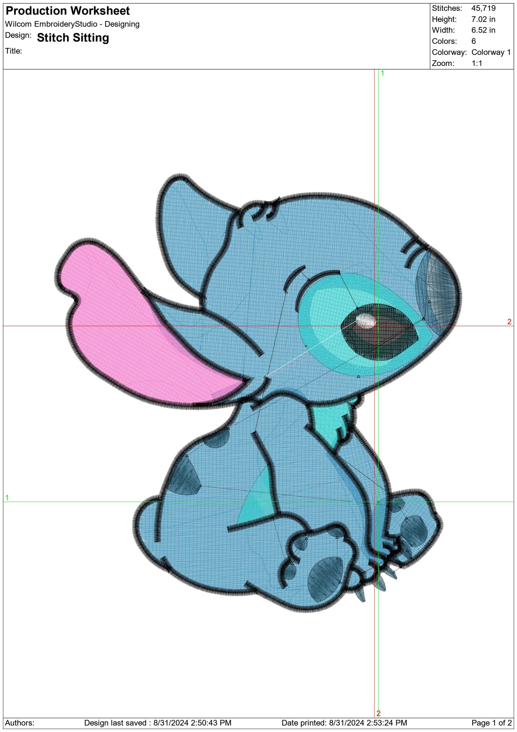 Stitch Sitting- Elegant embroidery design file - instant download — view 4