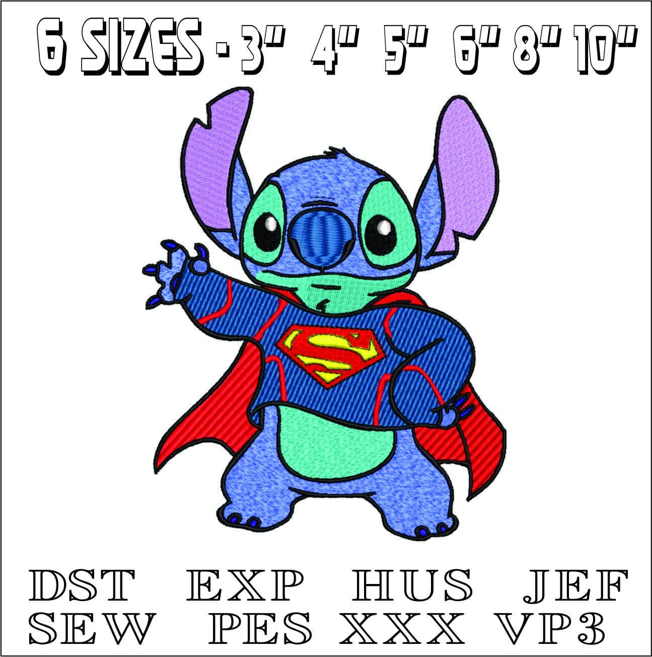 Stitch Superman- Elegant embroidery design file - instant download — view 2