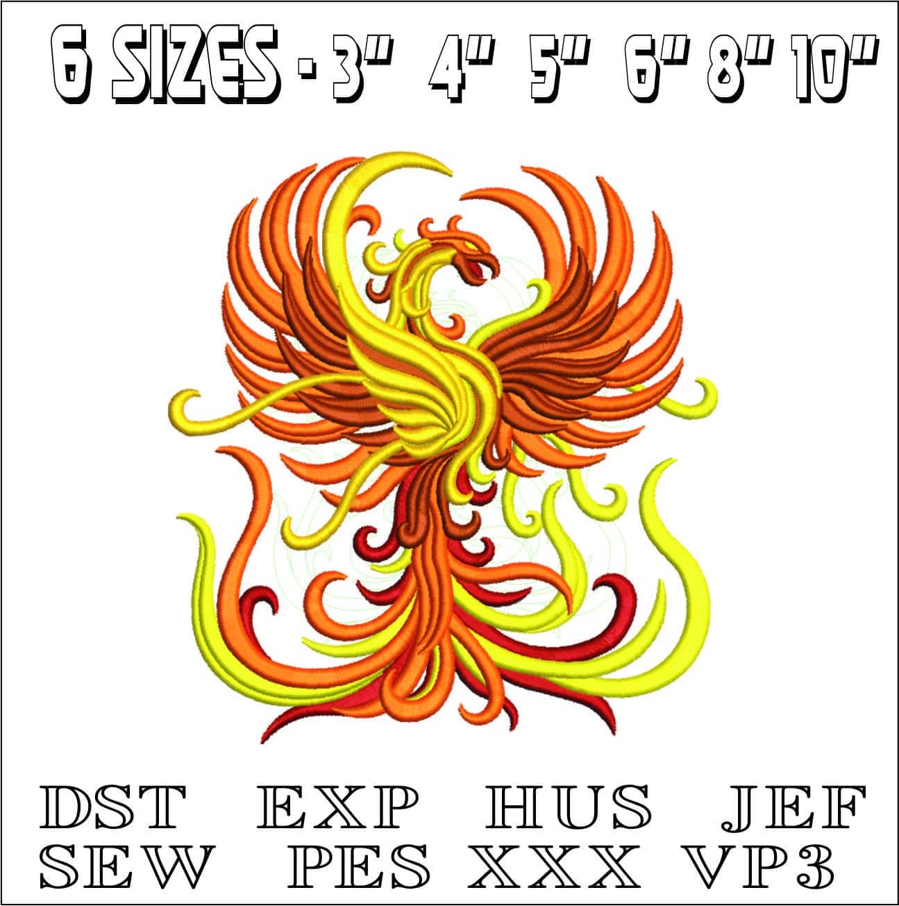 Stylised Pheonix- Elegant embroidery design file - instant download — view 2