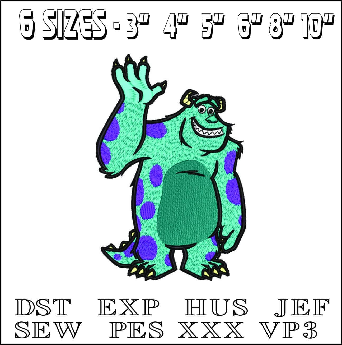 Sulley - Sullivan Monsters Inc- Elegant embroidery design file - instant download — view 2