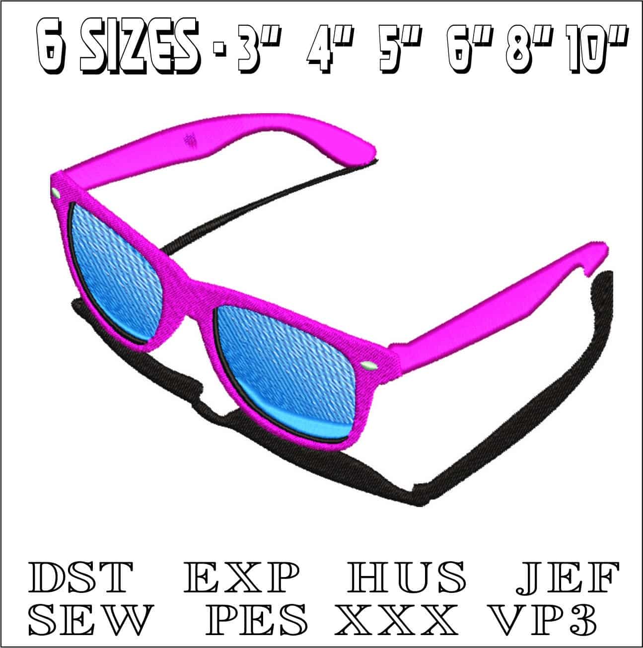 Sun Glasses- Elegant embroidery design file - instant download — view 2