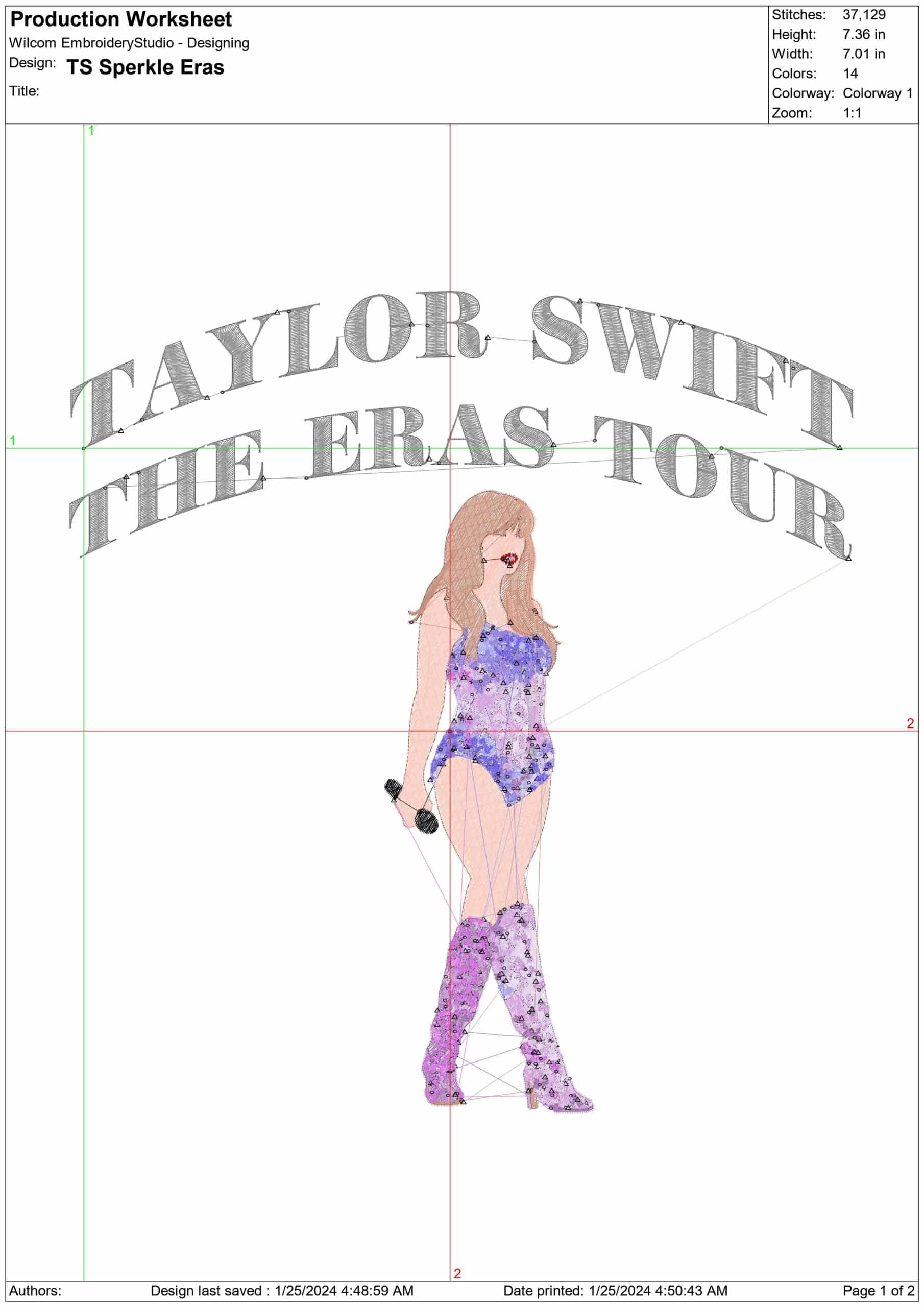 Taylor Swift Sparkle- Elegant embroidery design file - instant download — view 3
