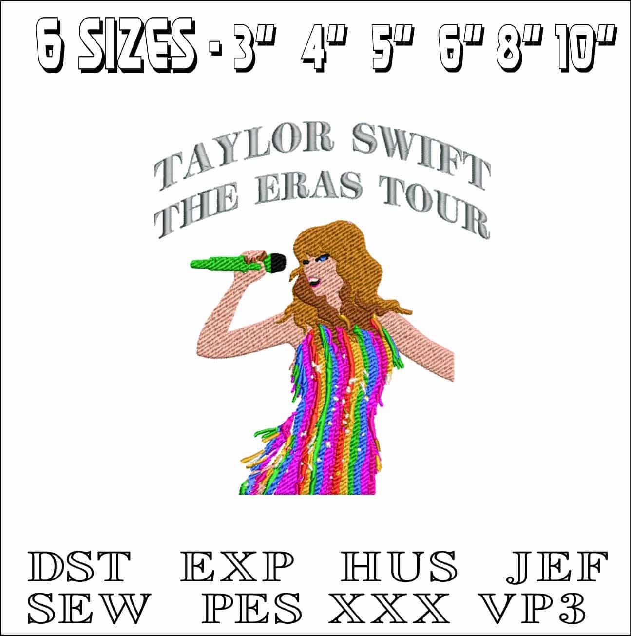 Taylor Swift Rainbow- Elegant embroidery design file - instant download — view 2
